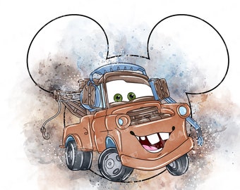 Watercolor Mater Car Clipart PNG (Digital Download)