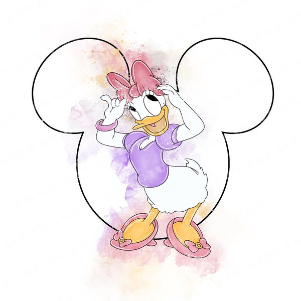 daisy duck clipart, daisy duck png, daisy duck, minnie mouse png, minnie mouse clipart, watercolor daisy duck, mickey mouse clipart,