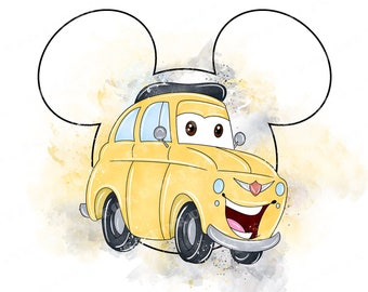 Watercolor Cartoon Car Clipart (PNG)