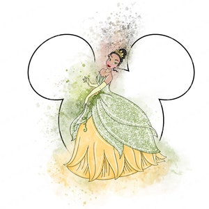 プリンセス ティアナの耳、ミッキーの耳、昇華用 png ファイル、プリンセス ティアナの水彩画クリップアート、ティアナ png ファイルのダウンロード クリップアート、png クリップアート