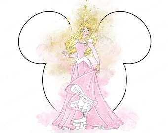 Clipart acquerello principessa, Cenerentola, Aurora (PNG)