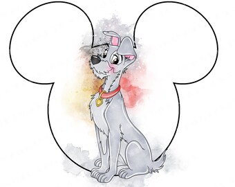 Lady and the Tramp Watercolor Clipart, PNG (Digital Download)