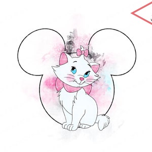 かわいい水彩画マリー貴族のミッキーの耳のクリップアートPNGファイル昇華クリップアートPNGファイルのダウンロードデジタルダウンロード印刷可能