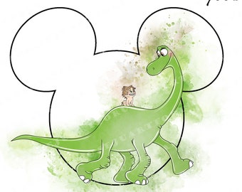 The Good Dinosaur Watercolor Clipart, PNG (Digital Download)