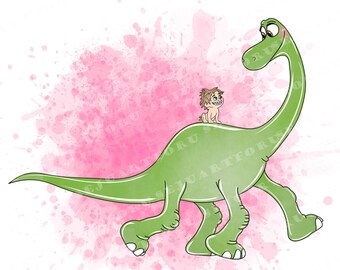 The Good Dinosaur Watercolor Clipart PNG (Digital Download)