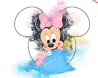 Baby Minnie Mouse aquarel png-afbeelding (digitale download)