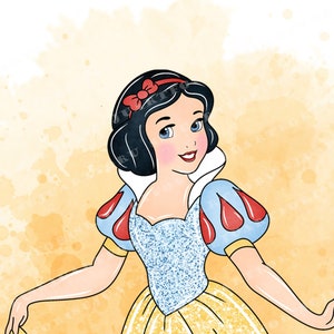 watercolor princess clipart, Princess watercolor clipart, princess clip art, snow white clipart, princess snow white, snow white png,