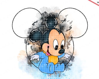 Baby Mickey Mouse Watercolor Clipart PNG (Digital Download)