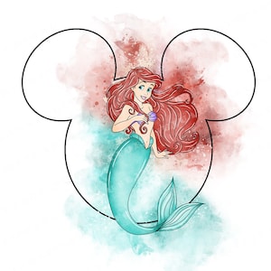Ariel watercolor, little mermaid watercolor, watercolor Ariel, princess png, princess ariel,  Princess watercolor clipart, princess clip art
