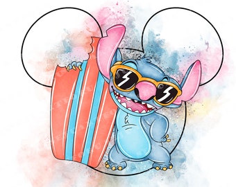 Imágenes prediseñadas de Stitch en acuarela, PNG, descarga digital