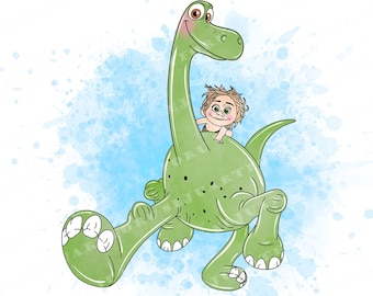 The Good Dinosaur Watercolor Clipart, PNG (Digital Download)