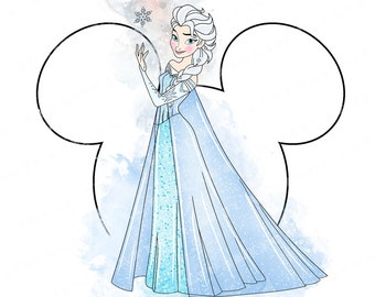 Elsa aquarel clipart, Frozen Princess Art (digitale png-download)
