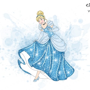 watercolor princess clipart, princess watercolor clipart, princess clip art, Cinderella clipart, Cinderella watercolor, princess watercolor