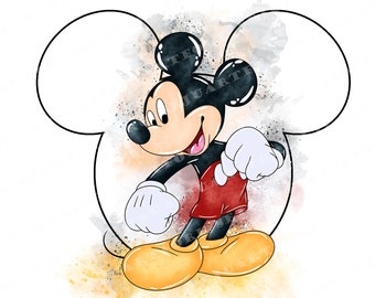 Micky Maus Aquarell Clipart, PNG (digitaler Download)