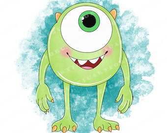 Monster Inc aquarel clipart, Mike Wazowski, Sully, png (digitale download)