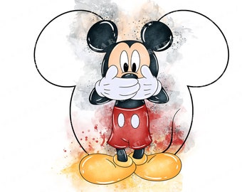 Micky Maus Aquarell Clipart, PNG (digitaler Download)