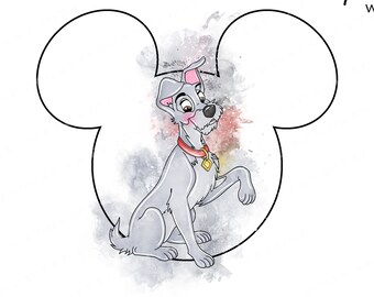 Lady and the Tramp Watercolor Clipart, PNG (Digital Download)