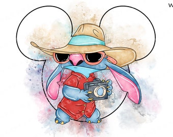 Stitch Watercolor Clipart, Tourist PNG (Digital Download)