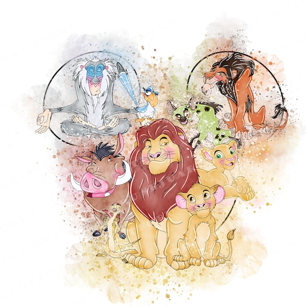 the lion king watercolor clipart, watercolor lion king , the lion king clipart, simba, the lion king watercolor clipart, lion king png, scar