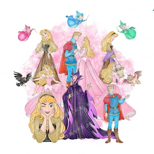 carino acquerello aurora bella addormentata file png bundle aurora principessa acquerello clipart bundle clipart file png per sublimazione