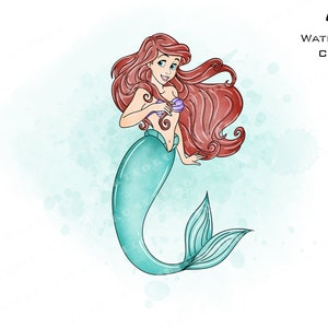 Aquarell Prinzessin Clipart, Prinzessin Aquarell Clipart, Prinzessin Clip Art, Ariel Aquarell, kleine Meerjungfrau Aquarell, Aquarell Ariel