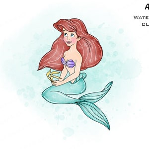 watercolor princess clipart, Princess watercolor clipart, princess clip art, Ariel watercolor, little mermaid watercolor, watercolor Ariel