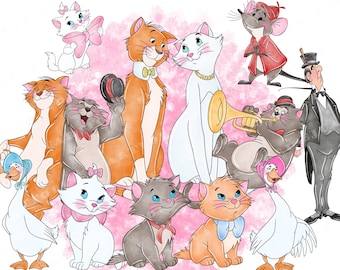 aristocats png aristocats marie  clip art nursery watercolor png files clipart printable comerical use digital download