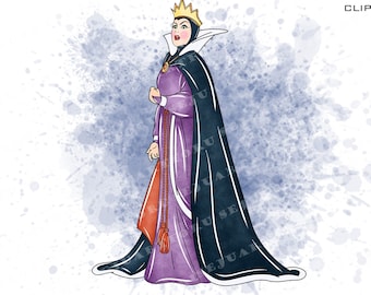 Imágenes prediseñadas de acuarela de la Reina Malvada, Princesa Villana PNG (Descarga digital)