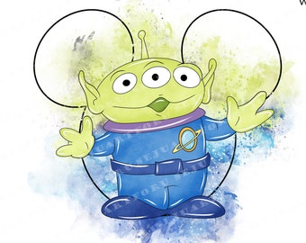 Toy Story Alien – akwarelowy klipart, PNG (pobieranie cyfrowe)