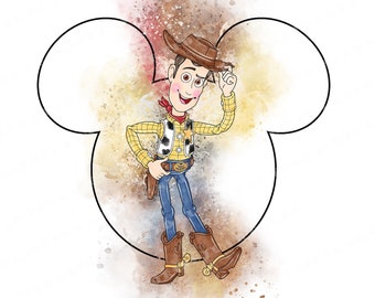 Toy Story – akwarelowy klipart, Woody i Buzz – PNG (pobieranie cyfrowe)
