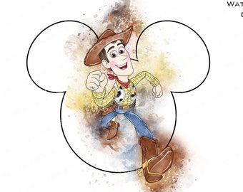 Toy Story – akwarelowy klipart, Woody i Buzz – PNG (pobieranie cyfrowe)