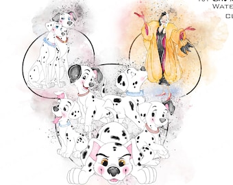 101 Dalmatians clipart, 101 Dalmatians , 101 Dalmatians  png, 101 Dalmatians  watercolor clipart, cruella clipart,  dog clipart, dog png