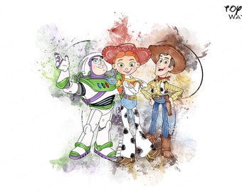 Toy Story Watercolor Clipart, Woody, Buzz Lightyear (PNG)