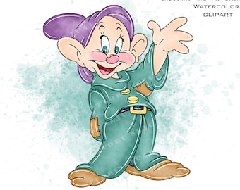 Snow White Watercolor Clipart, Princess Art (Digital Download)