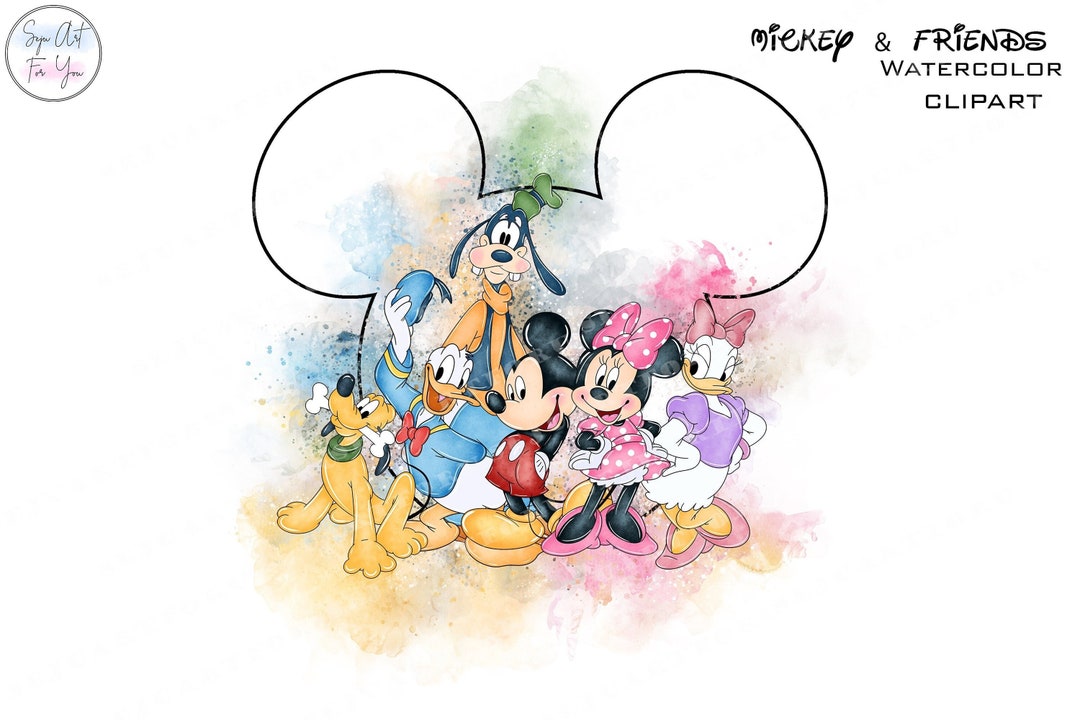 Watercolor Mickey ,watercolor Minnie, Watercolor Donald, Watercolor ...