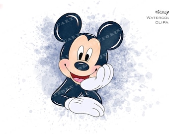 Micky Maus Aquarell Clipart, PNG (digitaler Download)