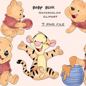 Ursinho Pooh clipart, Ursinho Pooh clip art, Ursinho Pooh clipart, Ursinho Pooh png, Pooh aquarela, Ursinho clipart, Bisonho png, Tigrão png