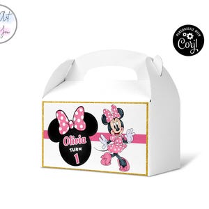 minnie mouse birthday gable box template gable boxes birthday gable boxes label surprise box gift box Favor box Editable printable S020