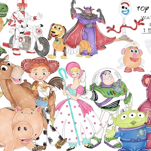 Toy story clipart, toy story, toy story clip art, toy story watercolor, toy story png, woody clipart, buzz lightyear. watercolor toy story