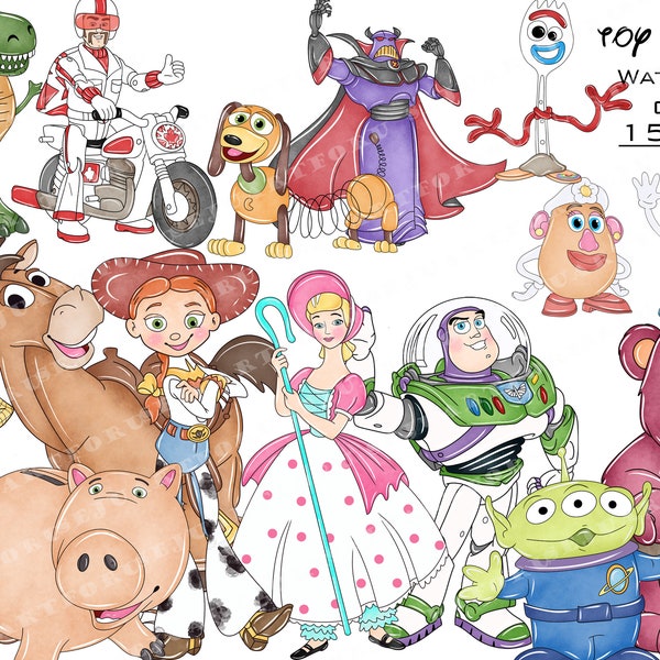 Imágenes prediseñadas de Toy Story, Toy Story, imágenes prediseñadas de Toy Story, acuarela de Toy Story, png de Toy Story, imágenes prediseñadas de Woody, Buzz Lightyear. historia del juguete de acuarela