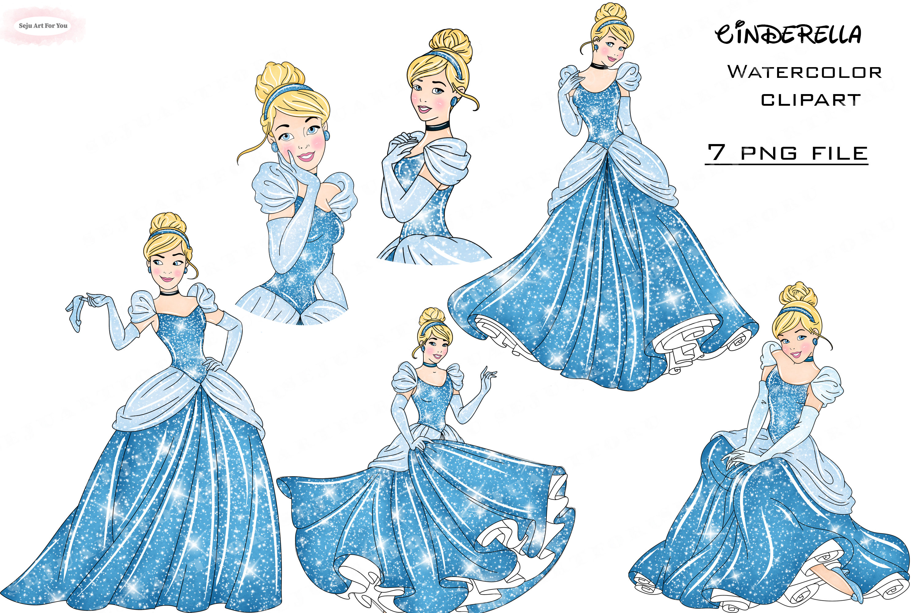 Cinderella Watercolor Clipart, Princess PNG (digital Download) - Etsy