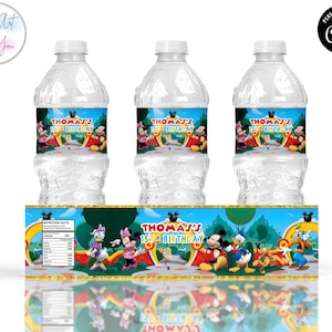 mickey mouse clubhouse Birthday water bottle labels bottle labels template bottle labels wrappers party favors Editable printable S008
