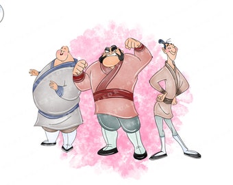 Imágenes prediseñadas de Mulan, imágenes prediseñadas de Mulan y Shang,  imágenes prediseñadas de la princesa Mulan, archivos PNG de acuarela,