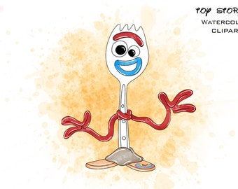 Toy Story Forky – akwarelowy klipart, PNG (pobieranie cyfrowe)