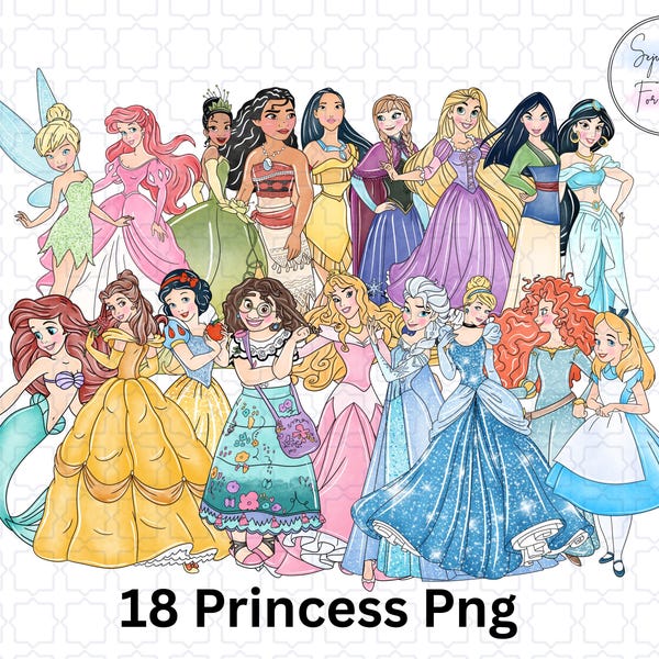 Aquarell Prinzessin Clipart Bundle, Prinzessin PNG (digitaler Download)