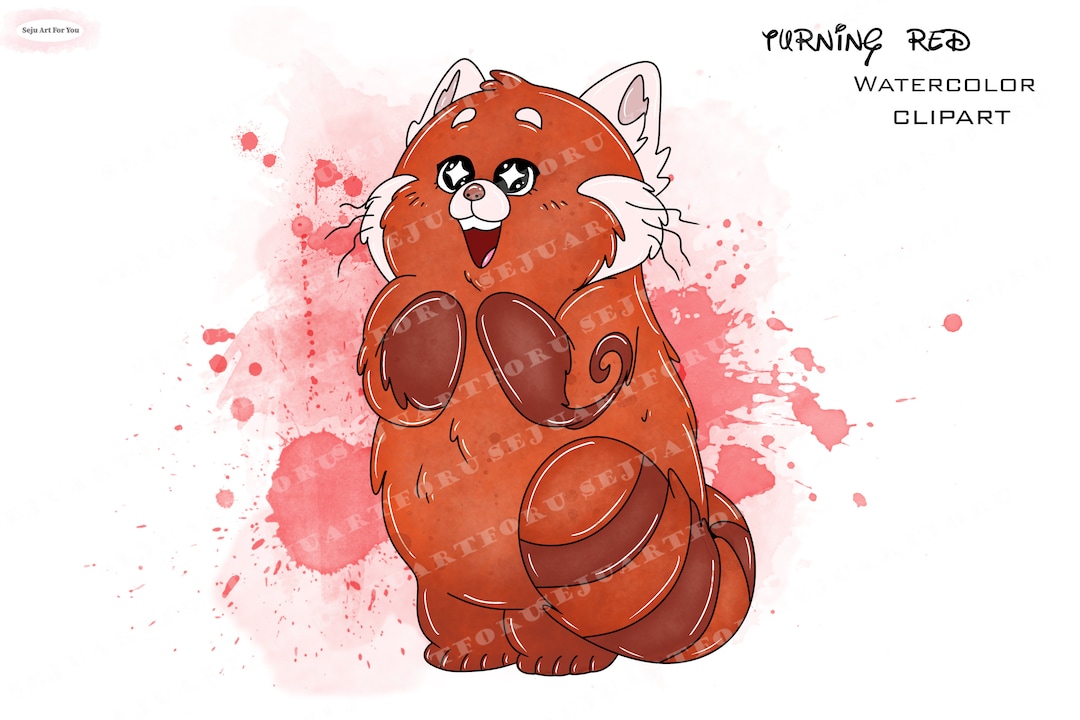 Turning Red Watercolor Clipart, Red Panda PNG (digital Download) - Etsy