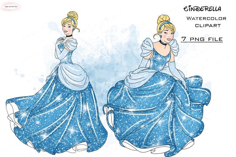 Watercolor Cinderella Clipart, Princess PNG (digital Download) - Etsy