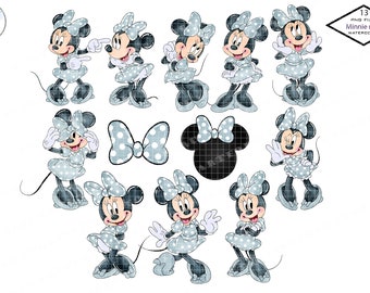 Boho Minnie Mouse Watercolor Clipart, PNG (Digital Download)