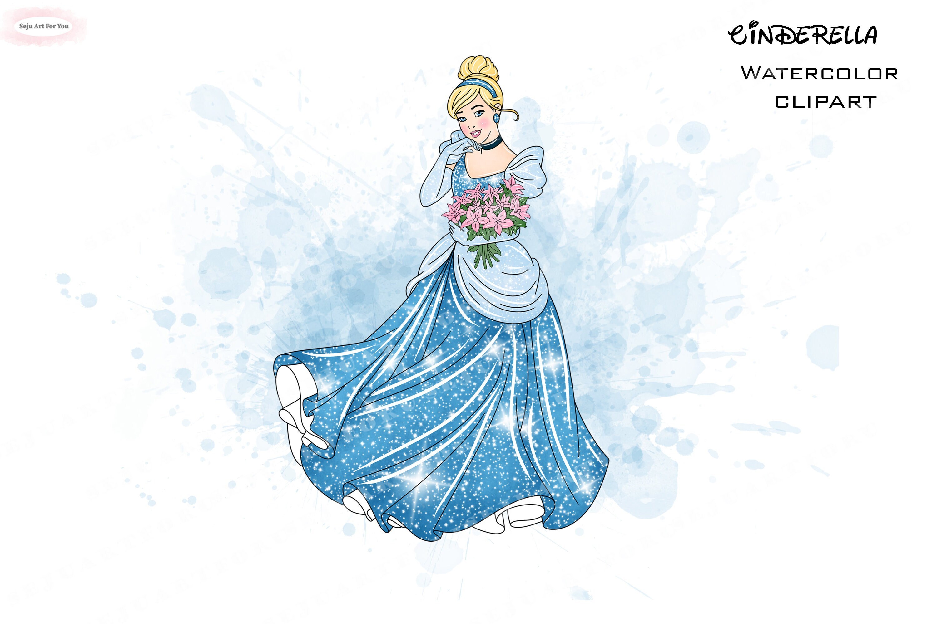 Cinderella Watercolor Clipart, Princess PNG (digital Download) - Etsy