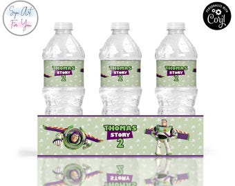 Buzz Lightyear Water Bottle Labels, Toy Story Birthday (Editable Printable)